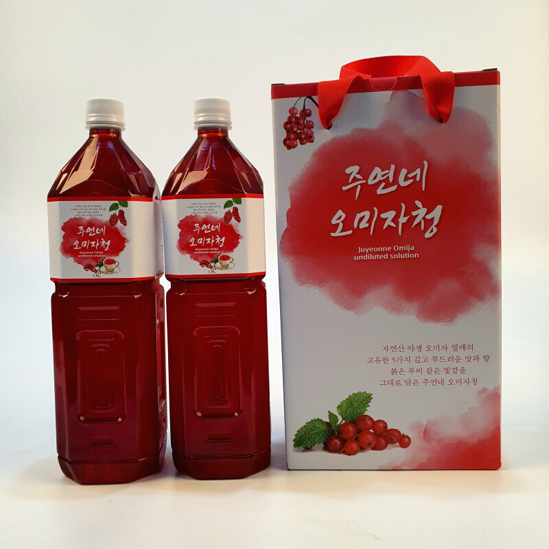 농업회사법인 향로봉오미자주식회사,(강원11) 수제 오미자청 1.5 L(2병, 1병) 원액 엑기스 [주연네 오미자]