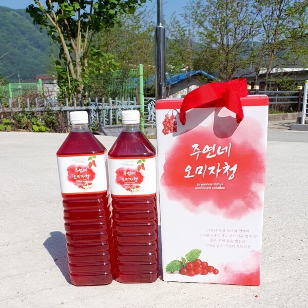 농업회사법인 향로봉오미자주식회사,수제 오미자청 1.5 L(2병,1병) 원액 엑기스 [주연네 오미자]