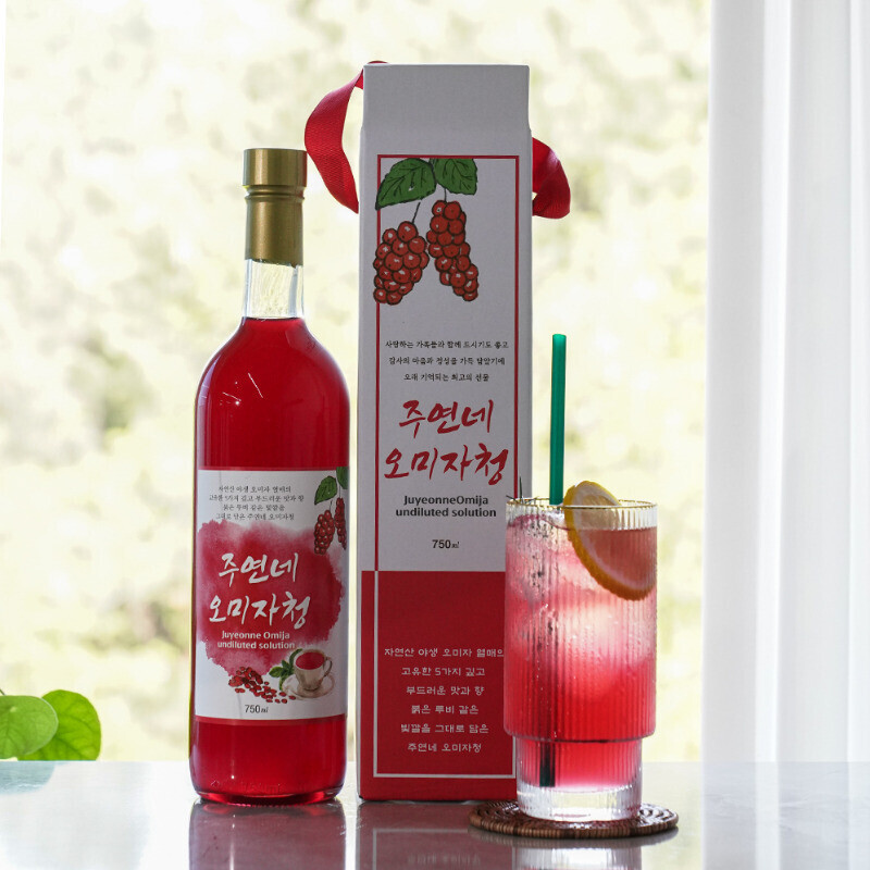 강원더몰,수제 오미자청 750mL(1병) 원액 엑기스l[주연네 오미자]