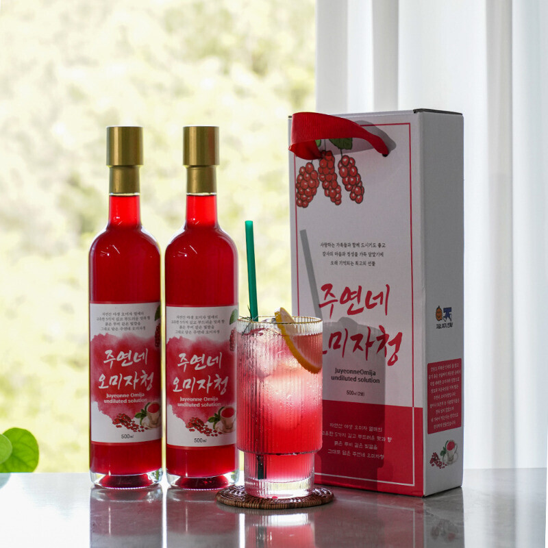 [6월 특가세일] 수제 오미자청 500mL(2병) 원액 엑기스l[주연네 오미자]